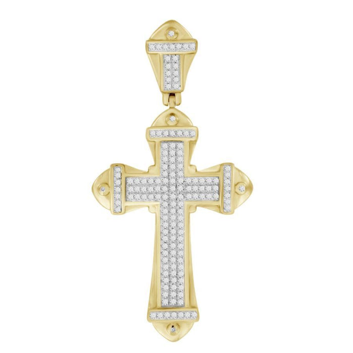 MEN'S CROSS PENDANT 1/2 CT ROUND DIAMOND 10K YELLOW GOLD