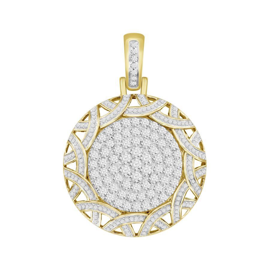 MEN'S PENDANT 2 7/8 CT ROUND DIAMOND 10K YELLOW GOLD