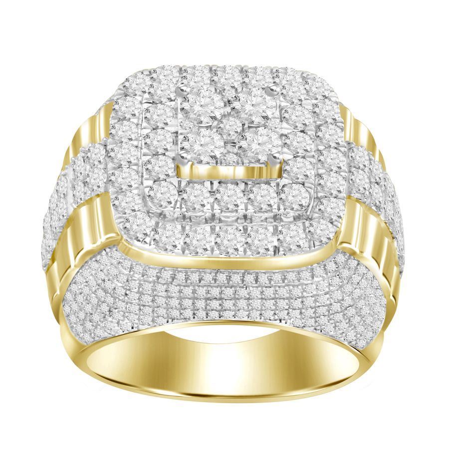 MEN'S RING 3 CT ROUND DIAMOND 10K YELLOW GOLD