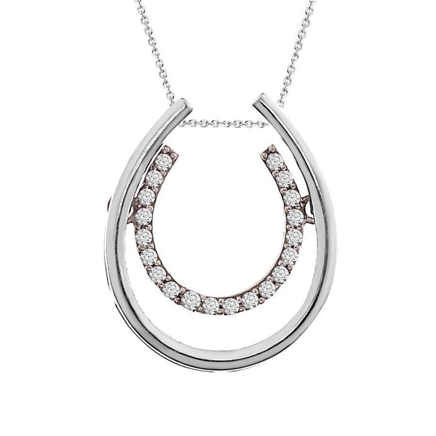 LADIES PENDANT 1/10 CT ROUND DIAMOND 14K WHITE GOLD