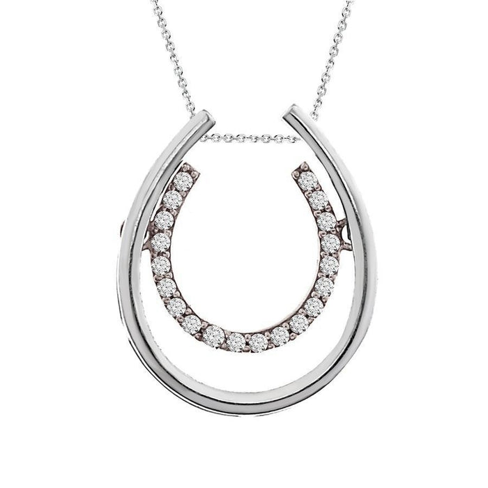 LADIES PENDANT 1/10 CT ROUND DIAMOND 14K WHITE GOLD