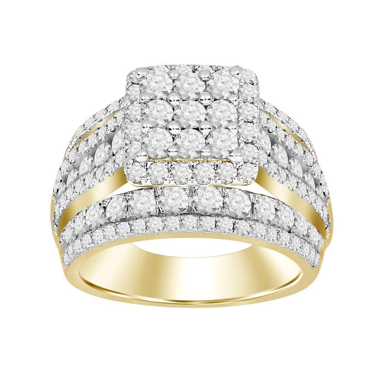 LADIES RING 2 CT ROUND DIAMOND 10K YELLOW GOLD