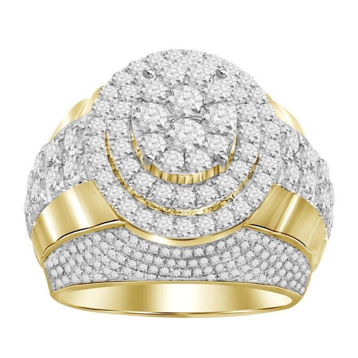 MEN'S RING 3 CT ROUND DIAMOND 10K YELLOW GOLD