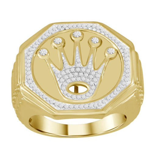 MEN'S RING 3/4 CT ROUND DIAMOND 10K YELLOW GOLD