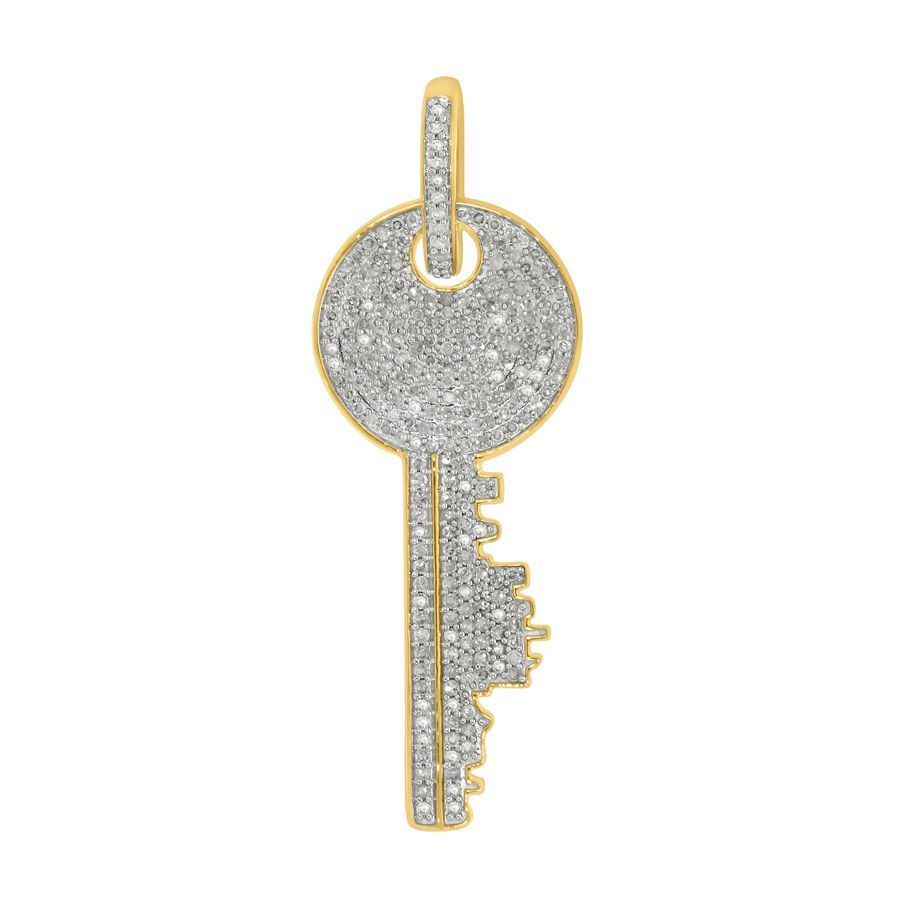 MEN'S CHARM 7/8 CT ROUND DIAMOND 10K YELLOW GOLD