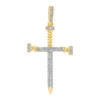 Thumbnail for MEN'S CROSS 3/8 CT ROUND DIAMOND 10K YELLOW GOLD