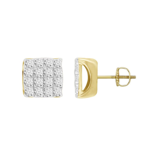 MEN'S EARRINGS 3/4 CT ROUND DIAMOND 10K YELLOW GOLD