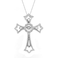 Thumbnail for LADIES CROSS PENDANT 1/6 CT ROUND DIAMOND 10K WHITE GOLD