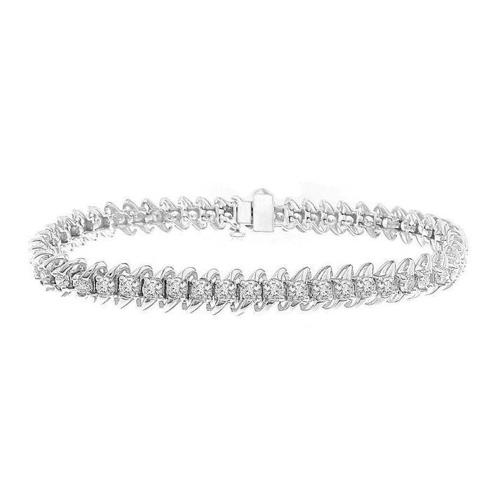 LADIES BRACELET 5 CT ROUND DIAMOND 14K WHITE GOLD