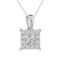 Thumbnail for LADIES PENDANT 1/3 CT PRINCESS/ROUND DIAMOND 14K WHITE GOLD
