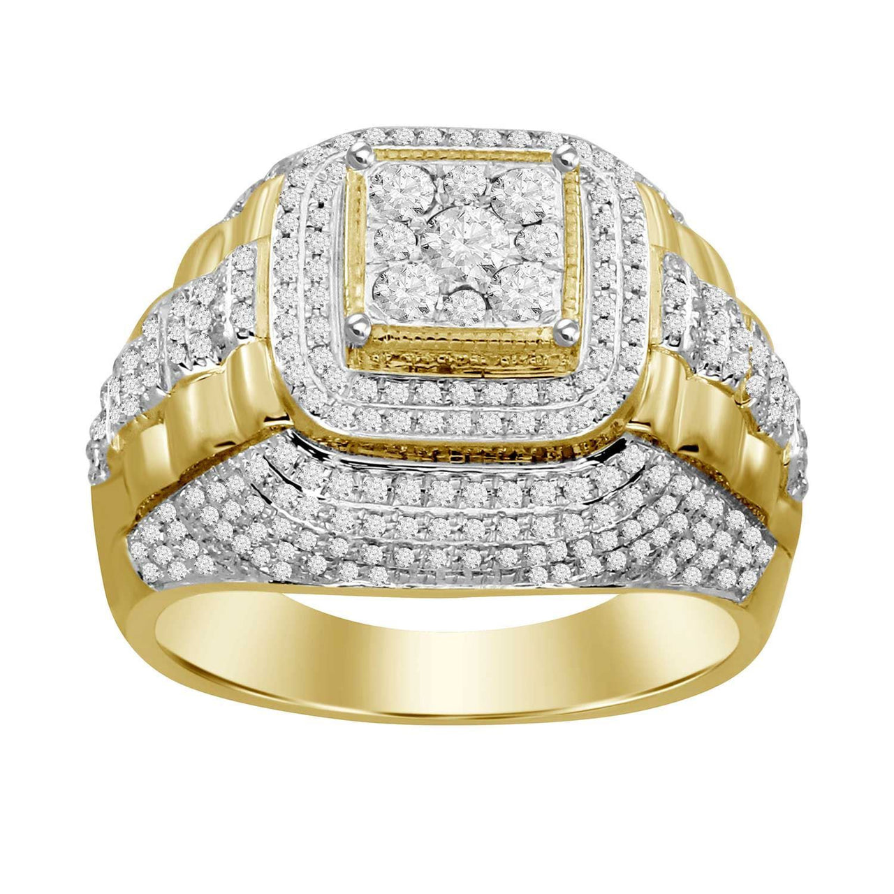 MEN'S RING 1 CT ROUND DIAMOND 10K YELLOW GOLD