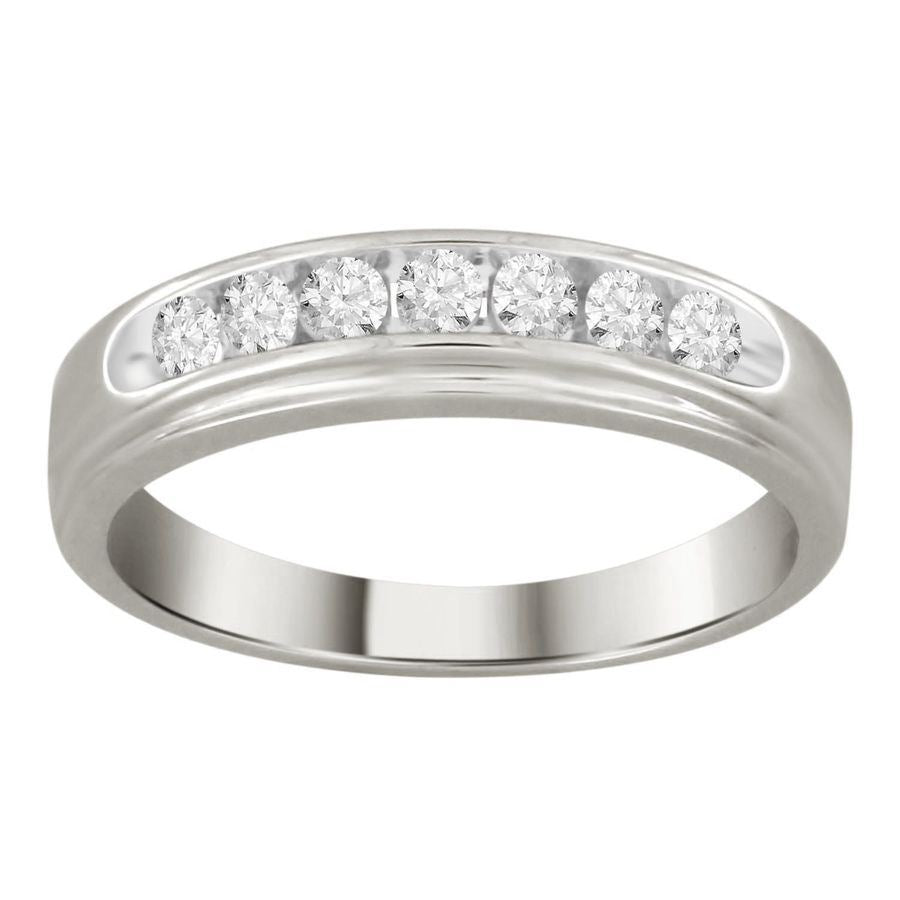 MEN'S BAND 1/3 CT ROUND DIAMOND 10K WHITE GOLD