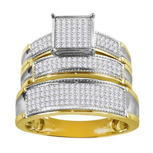 LADIES TRIO SET 1/2 CT ROUND DIAMOND 10K YELLOW GOLD