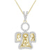 LADIES PENDANT 1/5 CT ROUND DIAMOND SILVER YELLOW PLATED