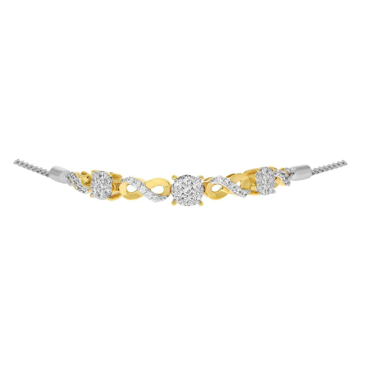 LADIES BRACELET 1/5 CT ROUND DIAMOND SILVER YELLOW PLATED
