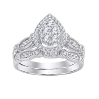 Thumbnail for LADIES BRIDAL RING SET 1/2 CT ROUND DIAMOND 14K WHITE GOLD