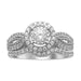 LADIES BRIDAL RING SET 1 CT ROUND DIAMOND 14K WHITE GOLD