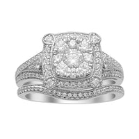 Thumbnail for LADIES BRIDAL RING SET 1 CT ROUND DIAMOND 14K WHITE GOLD