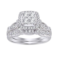 Thumbnail for LADIES BRIDAL RING SET 1/2 CT ROUND DIAMOND 14K WHITE GOLD