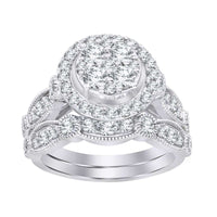 Thumbnail for LADIES BRIDAL RING SET 1 1/2 CT ROUND DIAMOND 14K WHITE GOLD