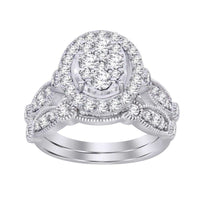 Thumbnail for LADIES BRIDAL RING SET 1 1/2 CT ROUND DIAMOND 14K WHITE GOLD