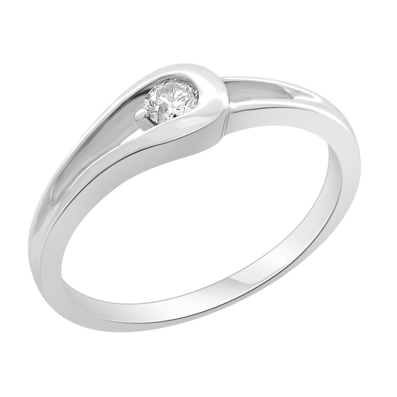 LADIES RING 1/10 CT ROUND DIAMOND 10K WHITE GOLD