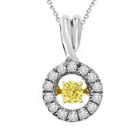 Thumbnail for LADIES PENDANT 1/5 CT WHITE/CANARRY ROUND DIAMOND SILVER 10K YELLOW PLATED