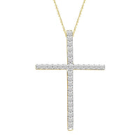 Thumbnail for LADIES CROSS PENDANT 1/10 CT ROUND DIAMOND 10K YELLOW GOLD