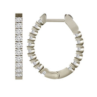 Thumbnail for LADIES HOOPS 1 CT ROUND DIAMOND 14K WHITE GOLD