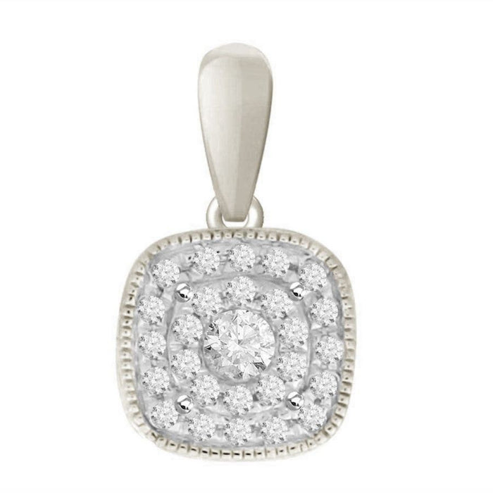 LADIES PENDANT 1/6 CT ROUND DIAMOND 10K WHITE GOLD