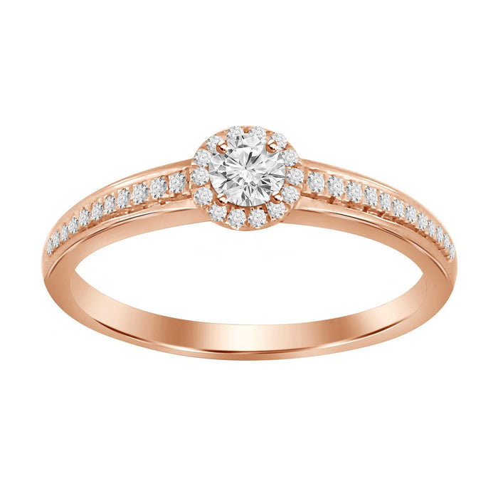 LADIES ENGAGEMENT RING 1/4 CT ROUND DIAMOND 10K ROSE GOLD