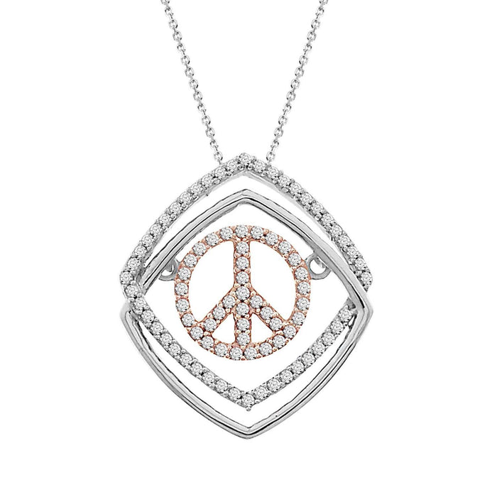 LADIES PENDANT 1/4 CT ROUND DIAMOND 10K TT WHITE & ROSE GOLD