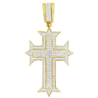 Thumbnail for MEN'S CROSS 5/8 CT ROUND DIAMOND 10K YELLOW GOLD