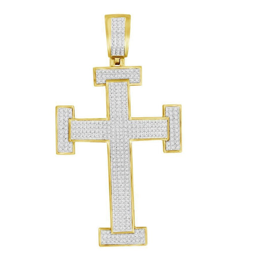 MEN'S CROSS 1/2 CT ROUND DIAMOND 10K YELLOW GOLD