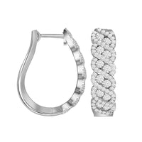 Thumbnail for LADIES HOOPS 1 CT ROUND DIAMOND 14K WHITE GOLD