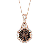 Thumbnail for LADIES PENDANT 1/3 CT CHOCOLATE/WHITE ROUND DIAMOND SILVER ROSE PLATED