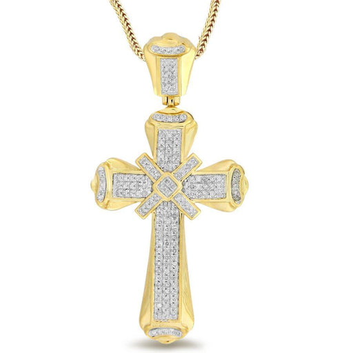 MEN'S CROSS 1/2 CT ROUND DIAMOND 10K YELLOW GOLD