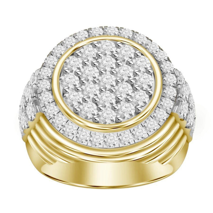 MEN'S RING 3 CT ROUND DIAMOND 10K YELLOW GOLD