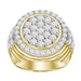 MEN'S RING 3 CT ROUND DIAMOND 10K YELLOW GOLD