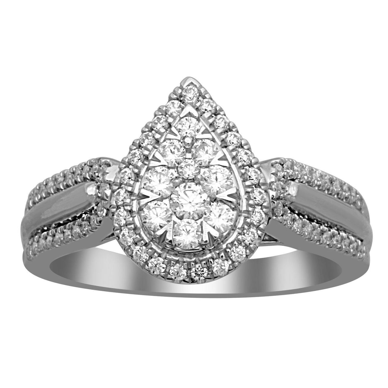 LADIES RING 1/2 CT ROUND DIAMOND SILVER