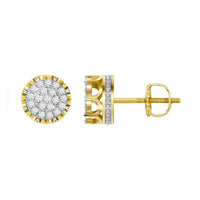 Thumbnail for MEN'S EARRINGS 3/4 CT ROUND DIAMOND 10K YELLOW GOLD