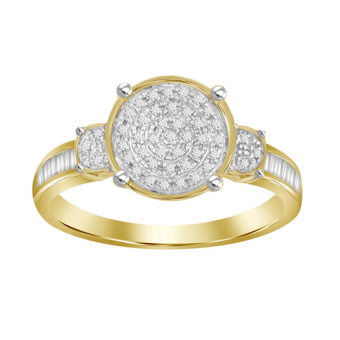 LADIES RING 1/3 CT ROUND/BAGUETTE DIAMOND 10K YELLOW GOLD