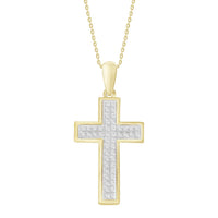 Thumbnail for MEN'S CROSS 1/10 CT ROUND DIAMOND 10K YELLOW GOLD