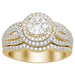 LADIES BRIDAL RING SET 1 CT ROUND DIAMOND 14K YELLOW GOLD