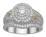 LADIES BRIDAL RING SET 1 CT ROUND DIAMOND 14K WHITE GOLD