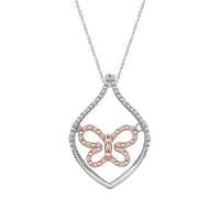 Thumbnail for LADIES PENDANT WITH CHAIN 1/10 CT ROUND DIAMOND SILVER 10K ROSE PLATED