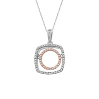 Thumbnail for LADIES PENDANT WITH CHAIN 1/10 CT ROUND DIAMOND SILVER 10K ROSE PLATED