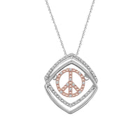 Thumbnail for LADIES PENDANT WITH CHAIN 1/10 CT ROUND DIAMOND SILVER 10K ROSE PLATED
