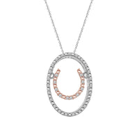 Thumbnail for LADIES PENDANT WITH CHAIN 1/10 CT ROUND DIAMOND SILVER 10K ROSE PLATED