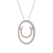 LADIES PENDANT WITH CHAIN 1/10 CT ROUND DIAMOND SILVER 10K ROSE PLATED